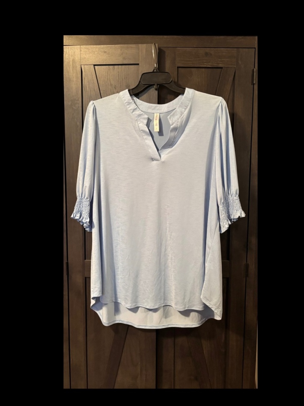 Dear Scarlett Light Blue Smocked Top 3x